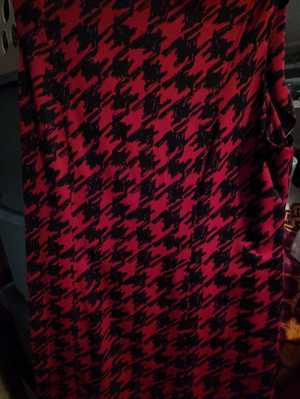 Ashley Stewart Red and Black Houndstooth Midi Dress